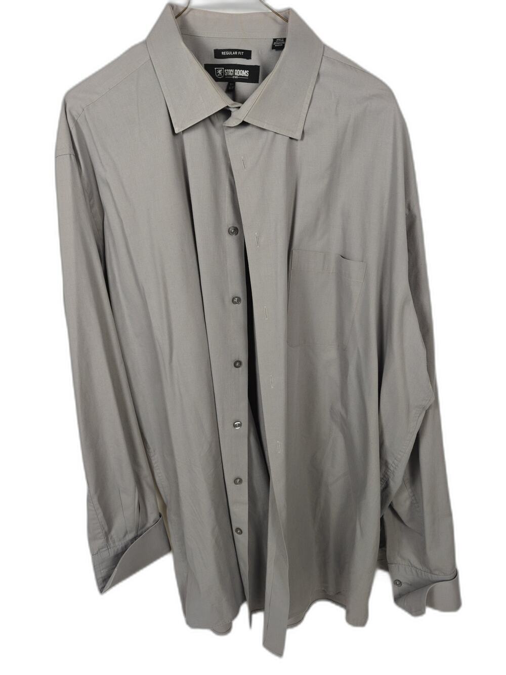 Stacy Adams 18.5 36/37 French Cuff Dress Shirt Gray Regular Fit Cotton Blend